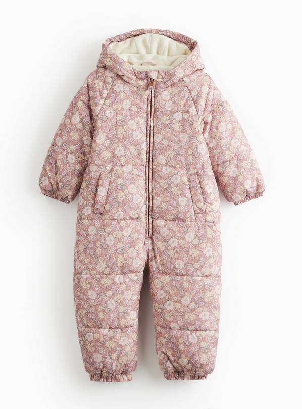 Pink Floral Fleece Lined Snowsuit 3-4 years